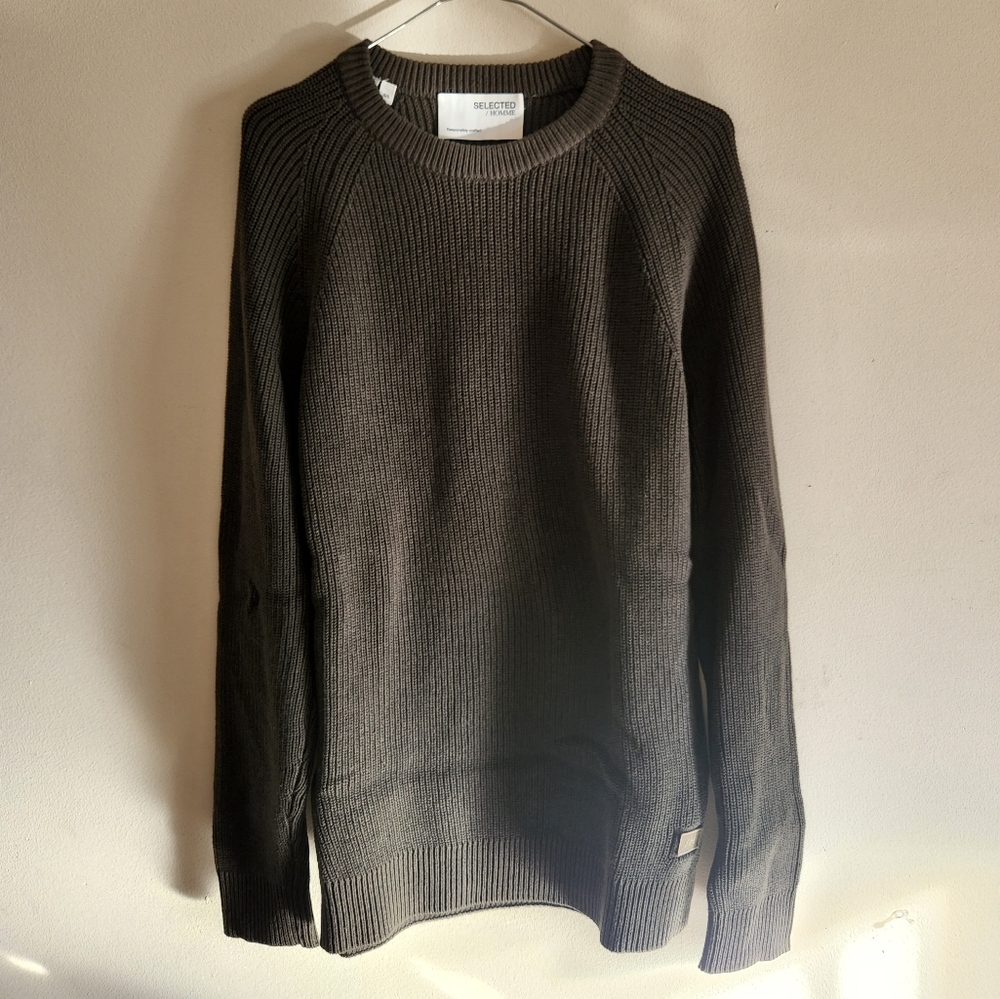 Selected/Homme Knitted, Size L, Green Men's Crewneck